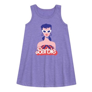 Girls' - Barbie - Retro Swimsuit Graphic Sleeveless Aline Dress - 1 of 2