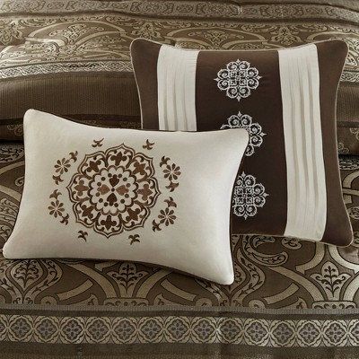 King Brown Jacquard Microfiber Reversible Bedding Set