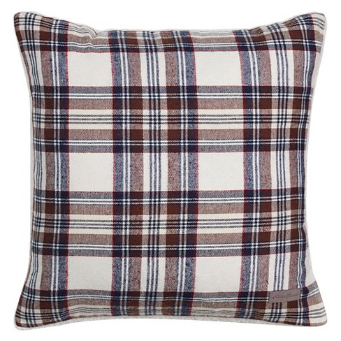 Navy Edgewood Plaid Flannel Sherpa Throw Pillow 20 X 20 Eddie