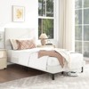 Costway Twin/Full/Queen Size Bed Frame with Height Adjustable Chevron Headboard, No Box Spring Needed Gray/Beige - 2 of 4