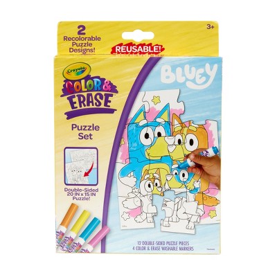 Crayola Color and Erase Puzzle Set Bluey 2ct