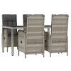 vidaXL 5-Piece Outdoor Dining Set - Gray PE Rattan Patio Furniture with Reclining Chairs, Dark Gray Cushions & Tempered Glass Table - 3 of 4