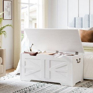 Whizmax Storage Chest, 39.4" Toy Chest for Boys Girls, Kids Wood Large Toy Box, Storage Bench with Safety Hinge for Entryway, Bedroom, Playroom - 1 of 4