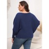 Coolmee Women Plus Size Off-Shoulder Batwing Sleeve Sweater Winter Casual Blouse - 4 of 4