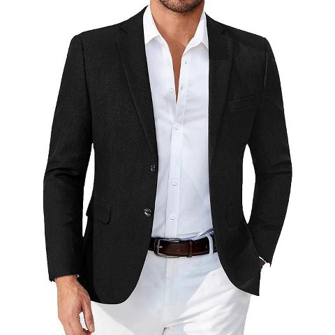 COOFANDY Men's Blazer Casual Sport Coats Two Buttons Lightweight Suit Jacket Black M