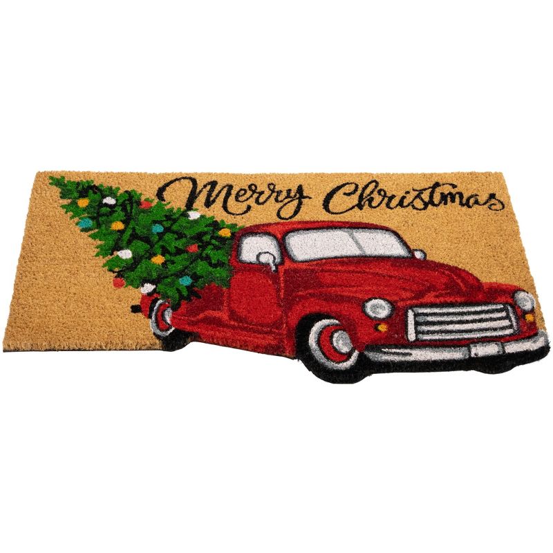 Northlight Red and Green Vintage Truck "Merry Christmas" Outdoor Natural Coir Doormat 18" x 30", 4 of 7