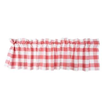 C&F Home Franklin Coral Gingham Check Window Valance Curtain, Set of 2