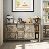 Aghana Digitals 59" Farmhouse Gray Wash Buffet Cabinet with Thick Top, Sliding Barn Doors, 4 - 2 of 4