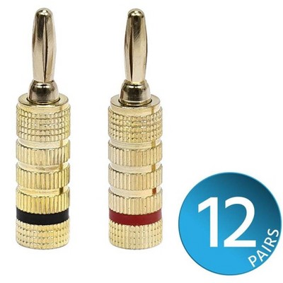 Monoprice 12 PAIRS Of High-Quality Gold Plated Speaker Banana Plugs, Closed Screw Type