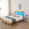 Rattan Full Size Bed Frame, Natural Rattan Headboard, with LED Lights, Under Bed Storage and Wooden Legs Support, Noise-Free, No Box Spring Needed - 3 of 4