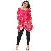 Women's Plus Size 3/4 Sleeve Printed Erie Tunic Top with Pockets - White Mark - 2 of 3