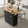 ELECWISH Kitchen Island with Drop Leaf - 2 Storage Drawers, Trash Cabinet, Spice Racks & Locking Wheels - 3 of 4