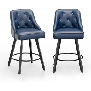 VINGLI 26" H Swivel Barstools, Upholstered Counter Stool with Back, Kitchen High Chairs Counter Height Bar Stools with Cushion - 1 of 4