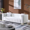Standard Velvet Channel Chesterfield 3-Seater Sofa with Plush Multi-Density Foam Cushions, Bench Cushion and Rich Channeled Design - 2 of 4