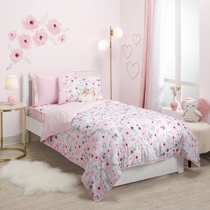 Bedtime Originals Blossom Watercolor Floral Twin Size Quilt and Pillow Sham Set - 1 of 4