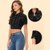 INSPIRE CHIC Women's Casual Short Sleeves Crop Denim Jacket - 2 of 4