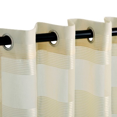 Cream 52" x 96" Rope Stripe Sheer Grommet Curtain Panels
