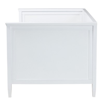 White Wood Twin Daybed with Upholstered Headboard and Slats