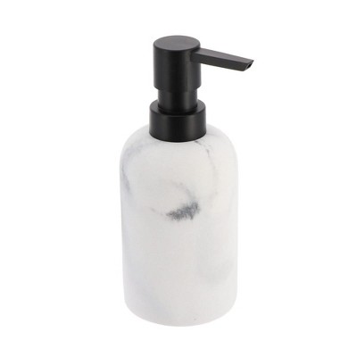 Evideco French Home Goods Marble Resin Soap Dispenser with Black Pump