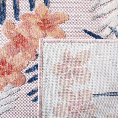Cabana Floral Braided Pink/Grey Synthetic 2' x 9' Runner Rug