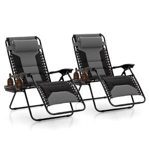Captiva Designs XXL Zero Gravity Chair Set of 2, 28" Wide Padded Recliners with Cup Holder, Foldable Outdoor Lounge Chairs - 1 of 4