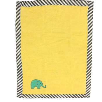 Bacati - Elephants Yellow/grey Embroidered Blanket