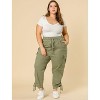 Agnes Orinda Women's Plus Size Drawstring Elastic Waist Cargo Pants with  Pockets Army Green 1X