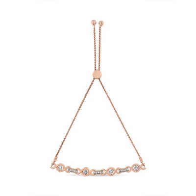 Silver Channel Set Diamond Accent Twist Bolo Bracelet