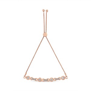 Silver Channel Set Diamond Accent Twist Bolo Bracelet - 1 of 4