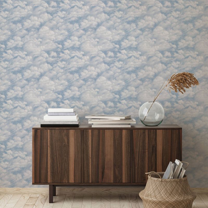 Tempaper Clouds Self-Adhesive Removable Wallpaper Blue/White, 6 of 7