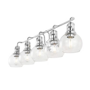 36.25" 5-Light Shirley Metal/Seeded Glass Vanity Light Chrome - JONATHAN Y: ETL Listed, LED Compatible - 1 of 4