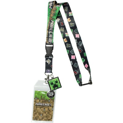 Minecraft ID Lanyard Badge Holder Classic Logo With Metal Charm Pendant