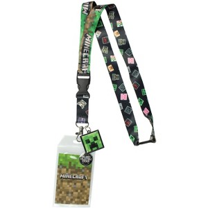 Minecraft ID Lanyard Badge Holder Classic Logo With Metal Charm Pendant - 1 of 3