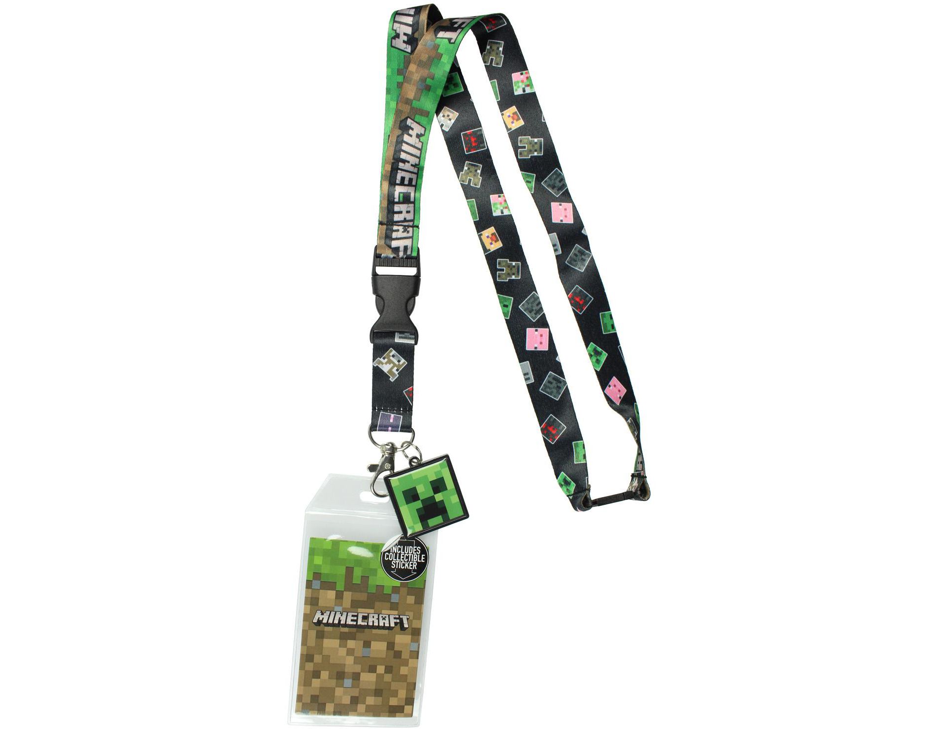 Minecraft ID Lanyard Badge Holder Classic Logo With Metal Charm Pendant