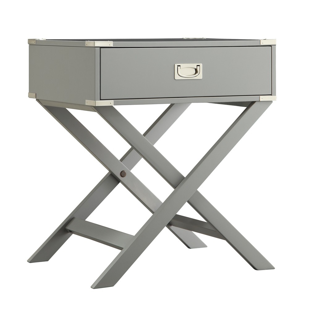 Photos - Coffee Table Borden Campaign Accent Table Frost Gray - Inspire Q