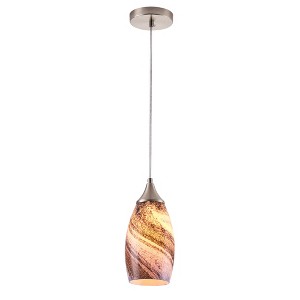 Dewdrop Blue Glass Pendant Light Modern Marbled Seeded Oval Hanging Ceiling Fixture for Kitchen Island - 1 of 4