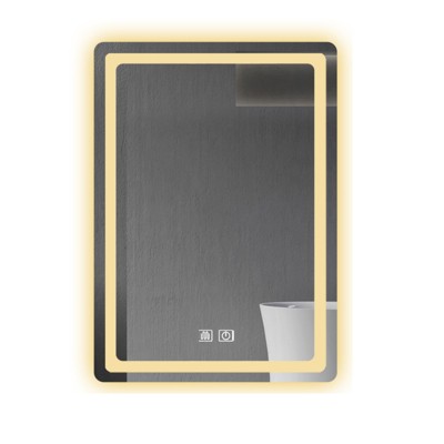 FONTOI Single Bathroom Vanity Mirror, Modern Wall-Mounted Mirror with Anti-Fog, Smart Touch Control for Home Salon Use, Natural, 27.56"*19.69"*4.1"