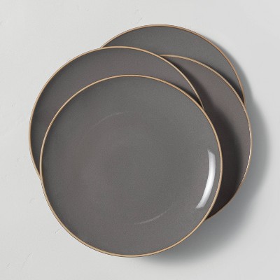 4pk Stoneware Exposed Rim Dinner Plate Set Gray - Hearth & Hand™ with Magnolia