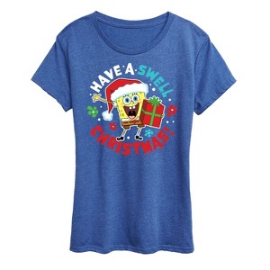 Women's - SpongeBob SquarePants - Have A Swell Christmas Short Sleeve Graphic T-Shirt - 1 of 4