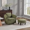 Swivel Accent Chair with Ottoman Set, Modern Chenille Barrel Armchair with Removable Back Pillow and 2 Armrest Covers , Black - 4 of 4