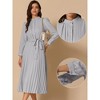 Allegra K Women's Long Sleeve Mock Neck A-Line Flowy Midi Pleated Shirt Dress - 2 of 4