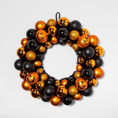 Pumpkin Orange and Black Shatterproof Halloween Wreath - Hyde & EEK! Boutique™