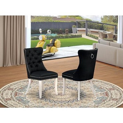 East West Furniture DAP2F23 Dallas Parson Kitchen Chairs - Button Tufted Nailhead Trim Beige Red faux Leather  Dining Chairs, Set of 2, linen white