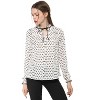 Allegra K Women's Bow Tie Neck Ruffled Collar Printed Long Sleeve Vintage Blouse - 3 of 4