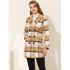 Allegra K Women's Notched Lapel Double Breasted Winter Plaids Overcoat - 2 of 4