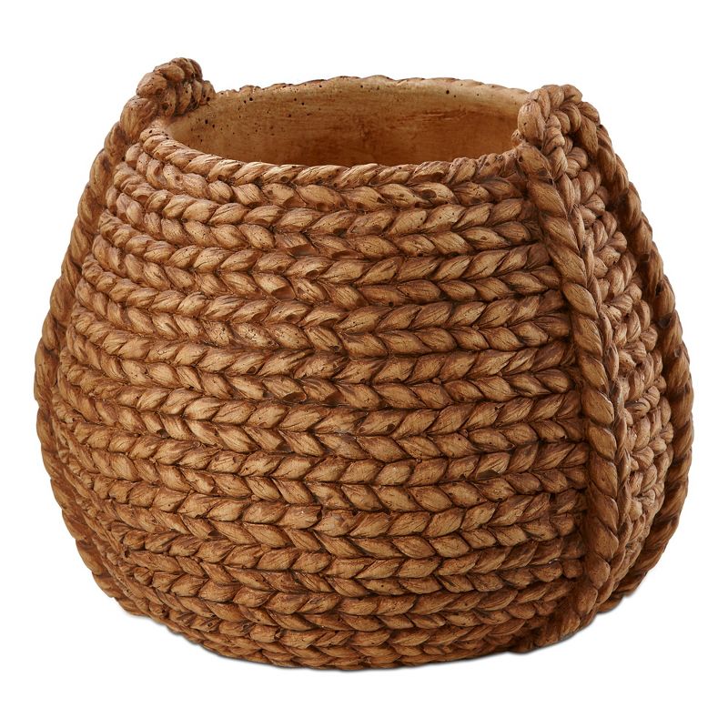 tagltd Catania Cement Basket Planter, 9.1L x 8.9W x 7.9H inches, holds up to an 5" drop in plant., 1 of 3