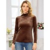 Allegra K Women's Solid Turtleneck Velvet Long Sleeve Work Basic Velour Blouse - 2 of 4
