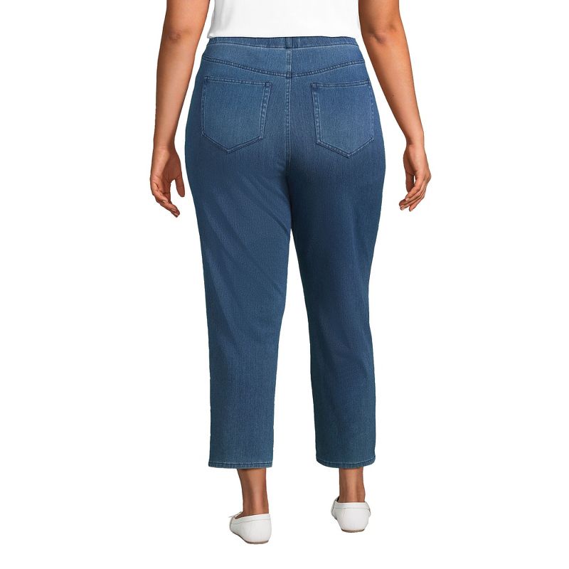 Lands' End Women's Starfish High Rise Knit Denim Straight Crop Jeans, 2 of 5