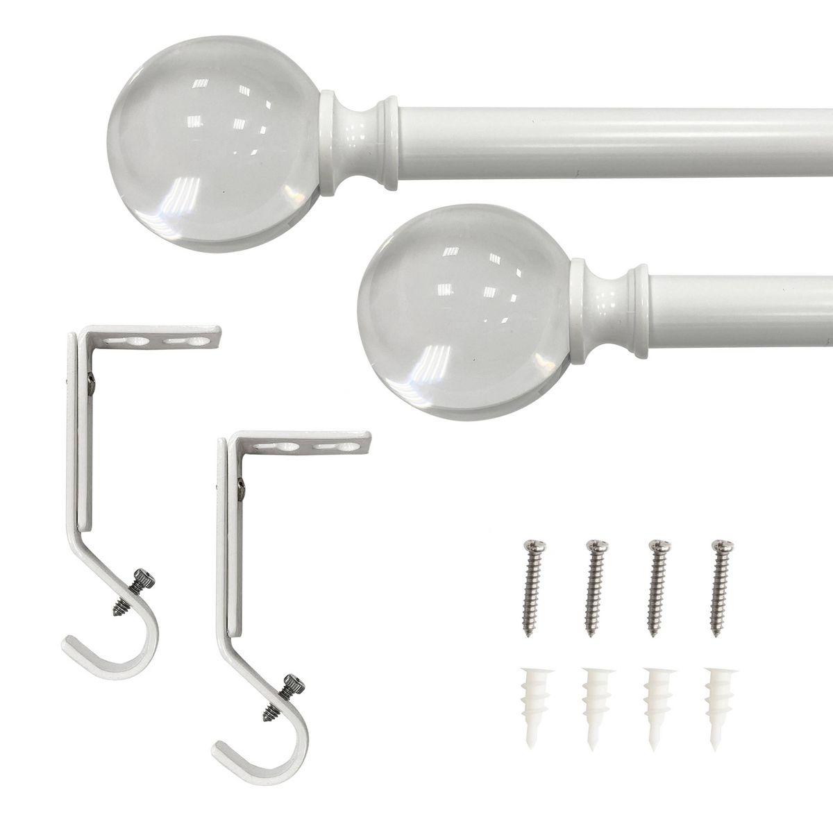 Decorative Drapery Curtain Rod with Acrylic Ball Finials White - Lumi Home Furnishings - thumbnail 5