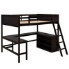 PAGED Full Size Loft Bed with Desk, Modern Wooden Bed Frame with Storage Shelves, Ladder and Guardrail for Bedroom - 4 of 4